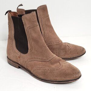 Massimo Dutti Brown Suede Ankle Wingtip Boots Women's, size 36